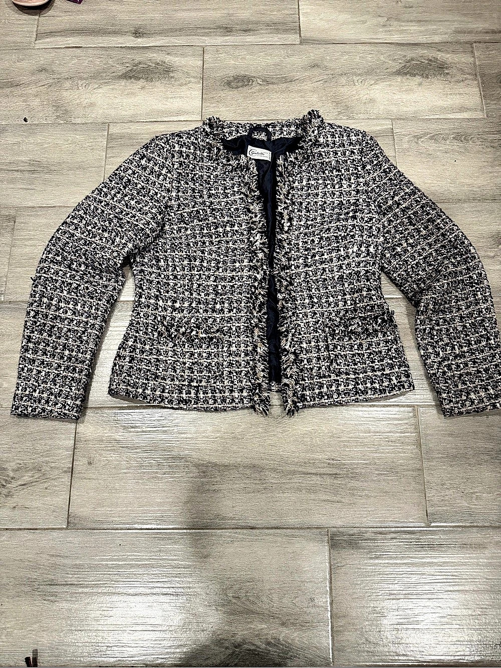 Giulietta D.O.O. Tweed Jacket in Black & White Size Small Like New